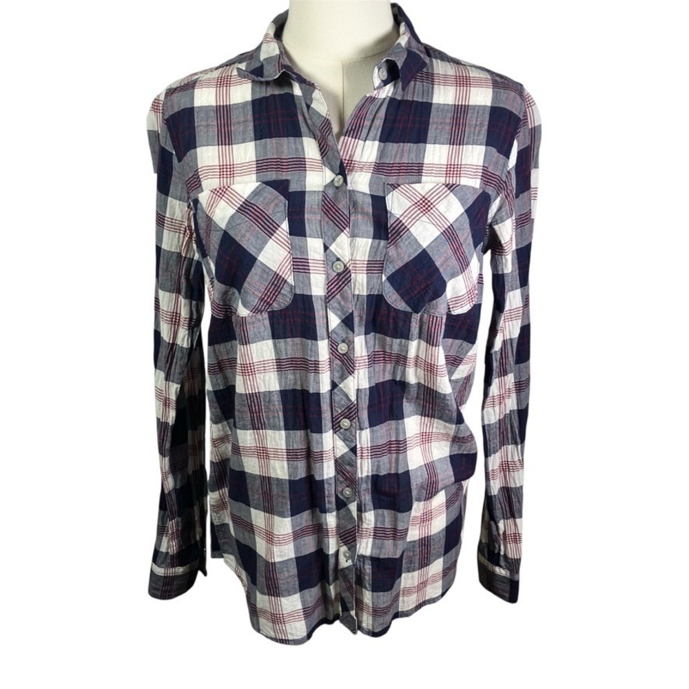 Eddie Bauer‎ Womens Plaid Shirt Long Sleeve Button Down Top Cotton Fall